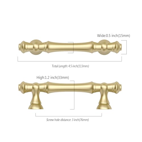 Asidrama 10 Pack 3 Inch(76mm) Brushed Gold Kitchen Cabinet Handles, Cabinet Pulls Kitchen Cabinet Hardware for Cupboard Drawer Pulls - color: Brushed Gold, size: 3" Hole Center, style: 10 Pack