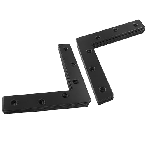 Hordion 6Pcs 5" x 5" Flat L Corner Brace(120 X 120mm) Black L Wood Bracket