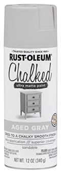 Rust-Oleum Chalked All-in-One Ultra Matte Aged Gray Spray Paint - color: Aged Gray, size: 12 Ounce (Pack of 1)