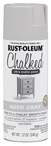 Rust-Oleum Chalked All-in-One Ultra Matte Aged Gray Spray Paint - color: Aged Gray, size: 12 Ounce (Pack of 1)