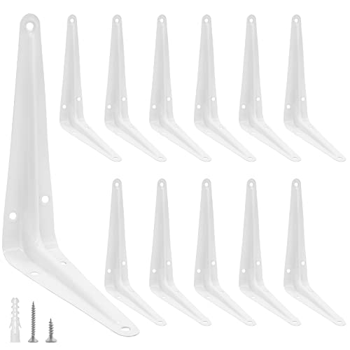 4 Inch Shelf Brackets, 12pcs, White L Bracket - size: 3x4 Inch-White