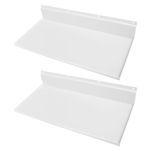 2 Pack 17×8 Inch Metal Slatwall Shelves, White - style: 2 Pack White
