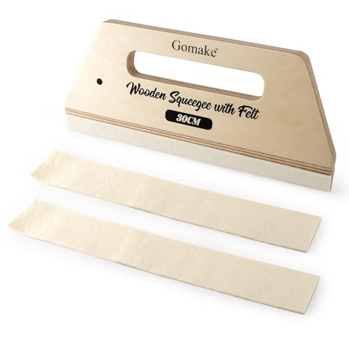 Gomake Wallpaper Smoothing Tool Large Wooden Squeegee with Felt Edge