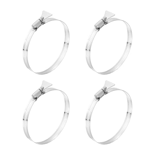 HARFINGTON 4pcs Hose Clamps 3.1"-4" (78-101mm) Adjustable 304 Stainless Steel Worm Gear Hose Clamps Assortment Kit for Plumbing Dryer Vent Automotive Dust Collector - size: 78-101mm