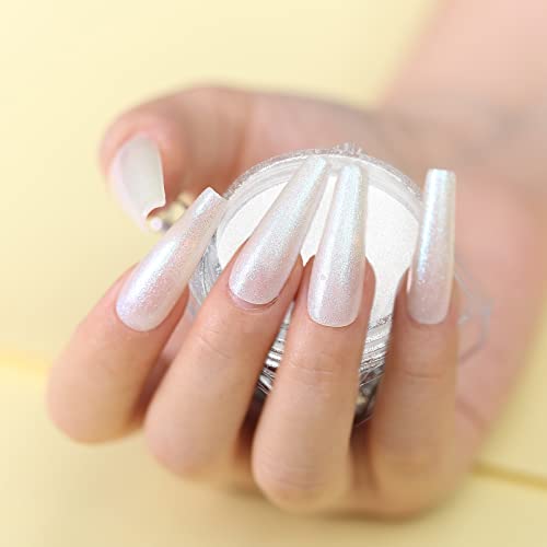 Artdone 2 Jars Chrome Nail Art Pearl Powder White and Red Iridescent - color: White and red pearl