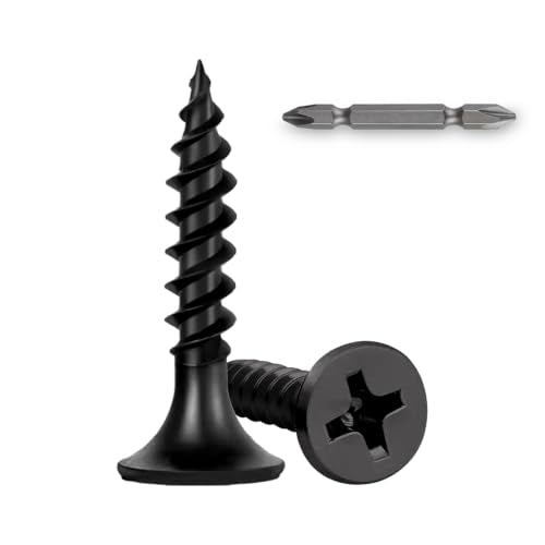 100Pcs Self-Tapping Black Wood Screws with Driver Bit, #6 x 1 - size: #6x1"