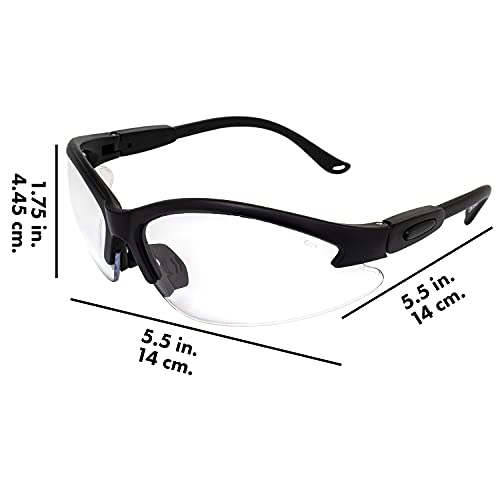 Global Vision Cougar Safety Glasses Nurses Dental Assistant Glasses Shooting Glasses for Women Men Clear Lens (Black) - color: Black