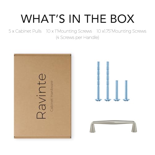Ravinte Brushed Nickel Cabinet Handles Solid Handles,3-1/2 Inch,5 Pack - color: Brushed Nickel, size: 3-1/2 Inches Hole Center