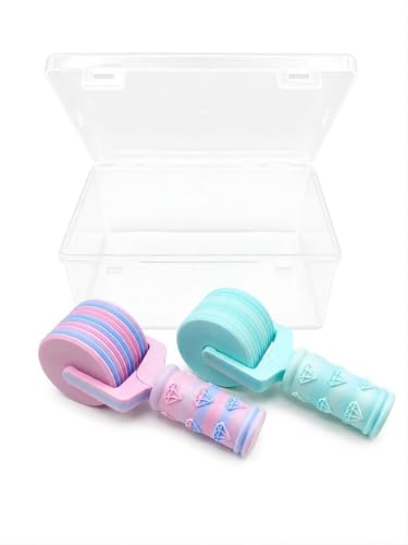 2 Pack Diamond Painting Roller Set with Storage Box – Multi Groove Pressing Tool for Secure Drill Placement, Easy Grip Handle, Diamond Art Accessories