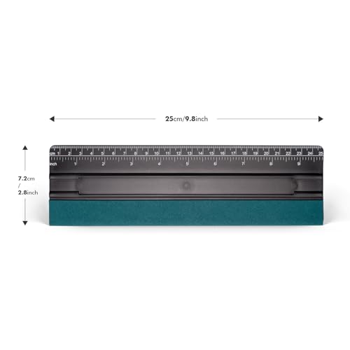 FOSHIO 10 Inch Felt Squeegee for Vinyl wtih Ruler 25CM 4 Round Corners Universal Card, Window Tint Film Installing Hard Black PP Car Vinyl Wrap Scraper Tool - color: Black, size: 10 Inch
