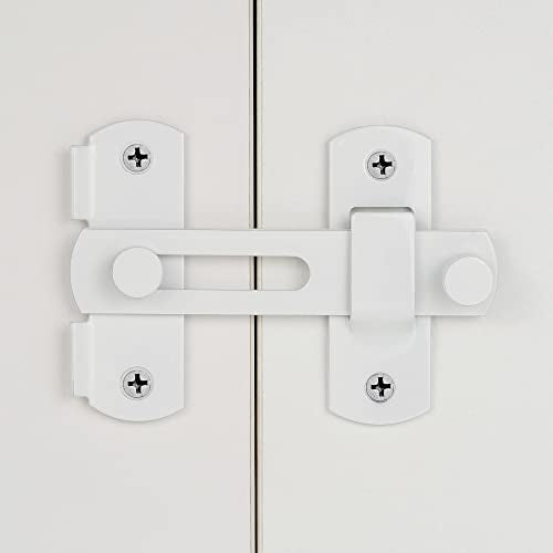 2 Packs White Stainless Steel Barn Door Latch Bi-fold Door Lock - color: White