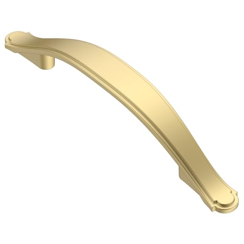 Alzassbg Brushed Gold Cabinet Pulls and Handles 10 Pack, AL3028MGP - color: Brushed Gold, size: 3-3/4" Hole Center