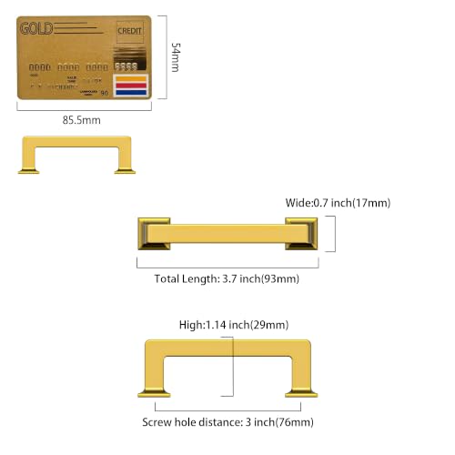 Amerdeco 10 Pack Heavy Duty Solid Zinc Alloy Vibrant Brushed Moderne Brass Cabinet Pulls 3" Hole Centers(76mm) Polished Brass Handles Suitable for Kitchen Bathroom Drawers and Furniture Handles 3818 - color: Vibrant Brushed Moderne Brass, size: 3" Hole Ce
