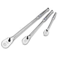 DURATECH 3-Piece Extra Long Drive Ratchet Handle, 90-Tooth Ratchet Wrench - size: 1/4", 3/8", 1/2" Combo Kit