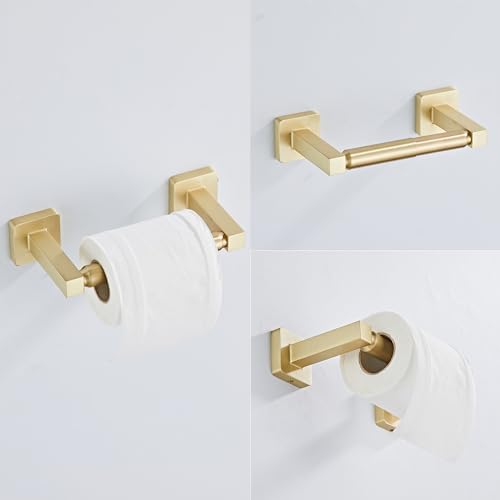 Brusehd Light Gold Bathroom Hardware Set 4 Pieces,Towel Bar Set Stainless Steel Wall Mounted, Includes 16In Hand Towel Bar, Towel Ring, Robe Towel Hooks,Toilet Paper Holder, Bathroom Towel Rack Set… - color: Brusehd Light Gold-4pcs, size: 16Inch