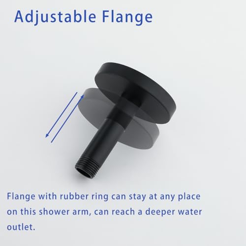 Wall Mounted Stainless Steel Shower Arm Shower Head Extension Pipe Bathroom Accessories 4 Inch Matte Black,SW-RD91038-4MB. - color: Circular Flange-4" Matte Black