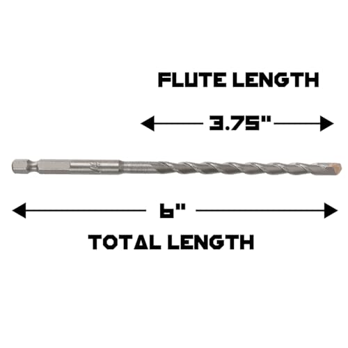Narwhal 1/4 Inch Masonry Drill Bits (2 Pack - 6" Length Industrial Grade) Carbide Tipped Easily Cuts Through Concrete, Cement, Block, Stone, & More! - size: 1/4 in