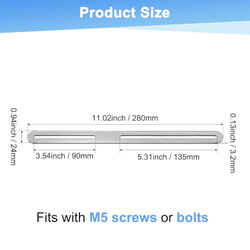 M METERXITY 2-Pack Flat Mending Plate Support 11.02x0.94in, Silver - color: Silver, size: 280 x 24mm