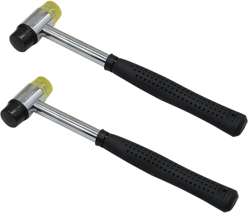 2 Pcs Black Rubber Hammer, 25mm Double Face and Widely Used for Installing Furniture, Floor, Tiles, Watches and Handmade (25mm)