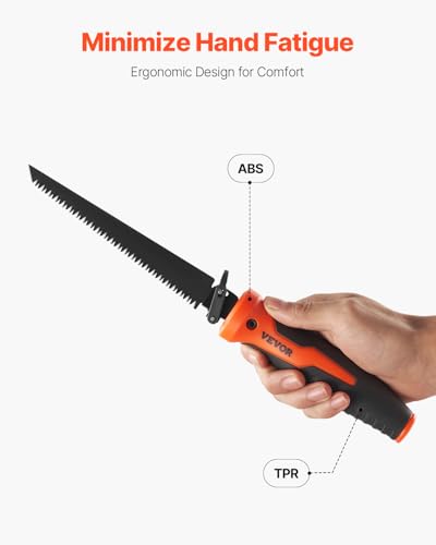 VEVOR Keyhole Saw, 6 in, Soft Grip Handle, 8-in-1 Multi-Blades Drywall, Triple Ground Teeth, for Cutting Drywall Wood Metel Plastic Plywood Wallboard Thin Sheet - size: 6 inch