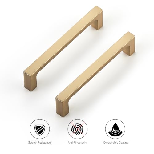 Ravinte Champagne Bronze Kitchen Cabinet Solid Handles,4 Inch,5 Pack - color: Champagne Bronze, size: 4 Inches Hole Center