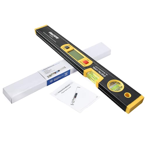 16-inch Digital Spirit Level and Protractor, Torpedo Level, Inclinometer Angle Gauge Finder Bubbles Magnetic Base with Backlight DL1802-BK (US) - color: Black