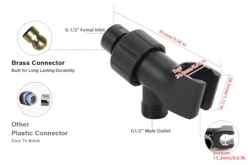 NearMoon Adjustable Shower Arm Mount- with Universal Wall Hook Bracket and Brass Pivot Ball, Shower Head Holder for Hand Held Showerheads (Matte Black) - color: Matte Black