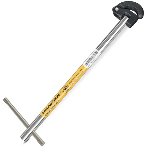 Hanpex 11-Inch Adjustable Basin Wrench for 3/8'' to 1-1/4'' with Spring-loaded Jaw, Sink Wrench for Tight Space Use
