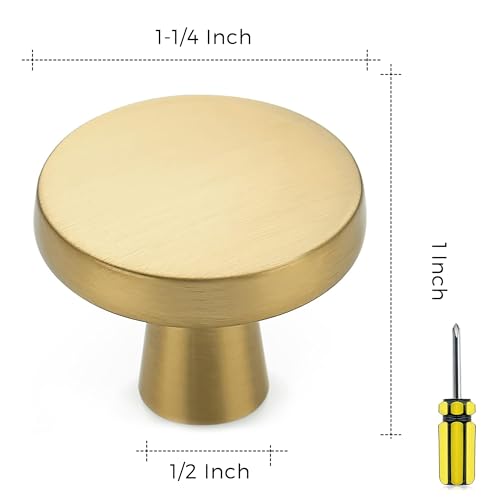 Ravinte Brushed Brass Solid Knobs Gold Kitchen Cabinet Pulls,5 Pack,Round-5 - style: Rustic