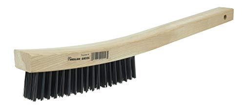 Weiler 44056 Hand Wire Scratch Brush, .012 Carbon Steel Fill, Curved Handle, 4 x 18 Rows - size: 14" x 1-1/8", style: Pack of 1