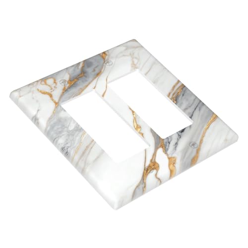White Gray Gold Marble Light Switch Cover Decorative Wall Plate - color: 2 Gang Double Rocker