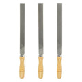 HARFINGTON 3pcs Flat Cut File 10" Double Cut Teeth High Carbon Steel Hand Rasp File with Wood Handle for Metal Wood Deburring Removing - size: 10"