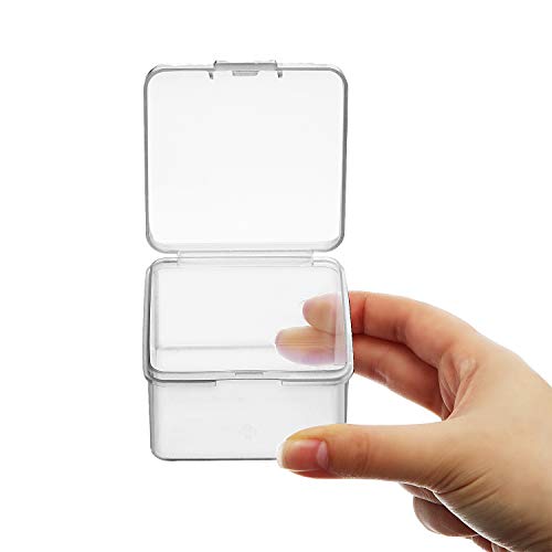 SATINIOR 24 Packs Small Clear Plastic Beads Storage Containers Box with Hinged Lid for Storage of Small Items, Crafts, Jewelry, Hardware (2.5 x 2.5 x 1.6 in) - size: 2.5 x 2.5 x 1.6 in