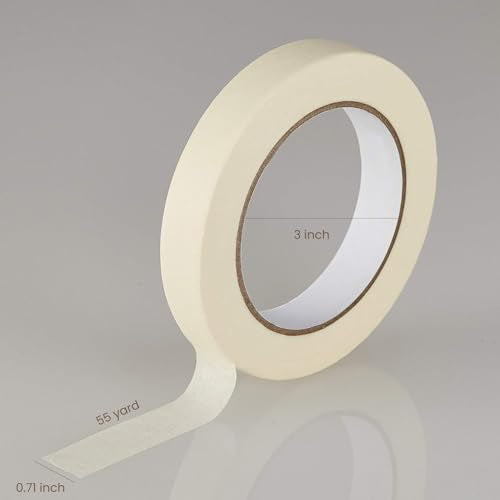 Lichamp Masking Tape 10 Pack General Purpose Beige White Color, 0.75 inch x 55 Yards x 10 Rolls (550 Total Yards), for Painting, Home, Office, School Stationery, Arts, Crafts etc. (3004) - size: 0.71 inch