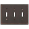 Amerelle Manhattan Triple Toggle Cast Metal Wallplate in Aged Bronze - size: 3 Toggle