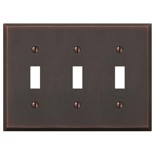 Amerelle Manhattan Triple Toggle Cast Metal Wallplate in Aged Bronze - size: 3 Toggle
