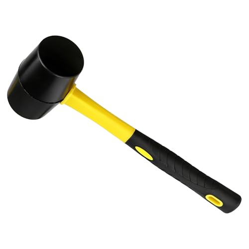 3 PCS Rubber Mallet Hammer Set (8oz/16oz/32oz), Rubber Mallet Heads with Non-Slip Fiberglass Handle for Woodworking, Flooring and Tent Stake Installation - size: 8oz/16oz/32oz