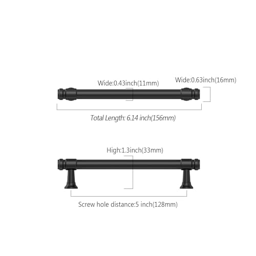 9BUILD 10 Pack 5 Inch Matte Black Cabinet Handles,Kitchen Hardware - color: Matte Black, size: 5"/128MM Hole Center