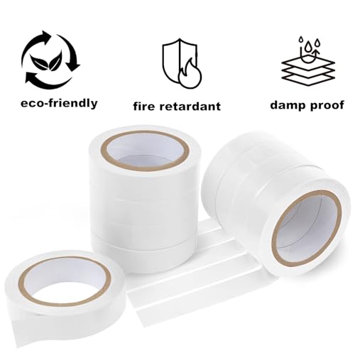 Romeda 9 Pack Electrical Tapes, Electrical Tape Water, Sun, and Oil Resistant, Electrical Tape is Suitable for Most Domestic, Commercial, and Industrial environments - White - color: White