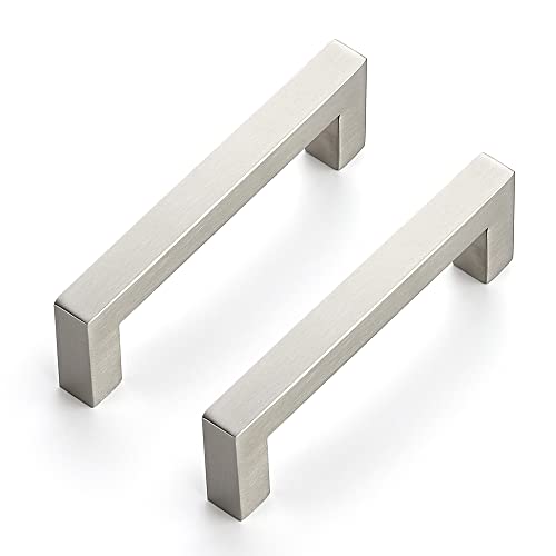 Ravinte Brushed Nickel Square Cabinet Handles & Pulls 4 Inch 10 Pack - size: 4-1/2 in (4 in Hole Center)