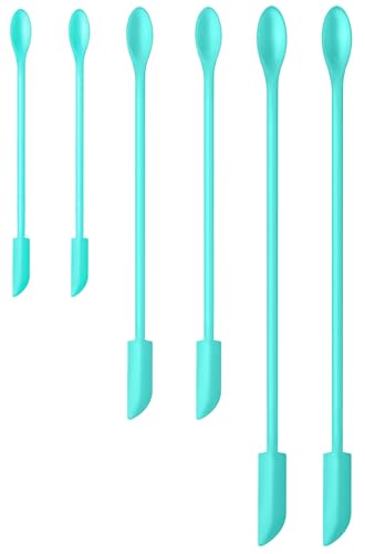 Silicone Spatula Set 6Pcs, Mini Jar Scraper for Makeup & Food - color: Blue