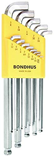 Bondhus 16737 13 PC Stubby Ball End Tip Hex Key L-Wrench Set w/BriteGuard