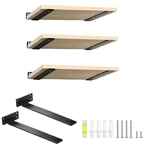 HEART ART Floating Shelf Brackets 12 Inch,Heavy Duty Black 2 Pack - size: 12 Inch, style: 2 Pack