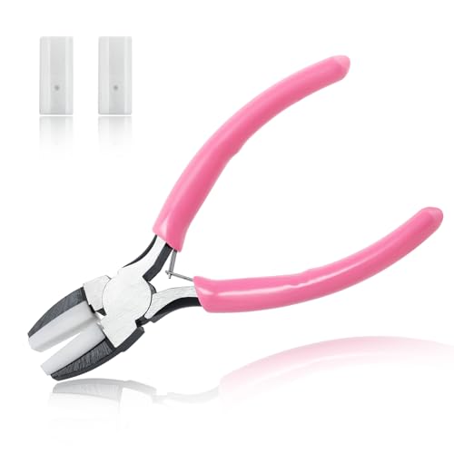 Flat Nose Pliers for Jewelry Making with 2 Replacement Tips, 5 Inch Soft Jaw Pliers with Consistent Grip, Wire Straightener for Beading, Looping, Gripping, Shaping - style: Flat Soft Jaw Pliers