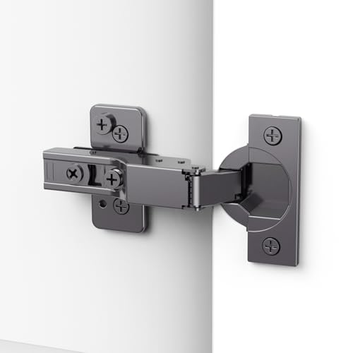 Chibery 10 Pack Frameless Half Overlay Soft Close Concealed Hinges, Black Titanium Plated, Self Closing, 105° Open Angle 3D Adjustment, Stop 85 ＆ 105 Degrees, Clip On, Stainless Steel for Cabinet Door - size: Half Overlay
