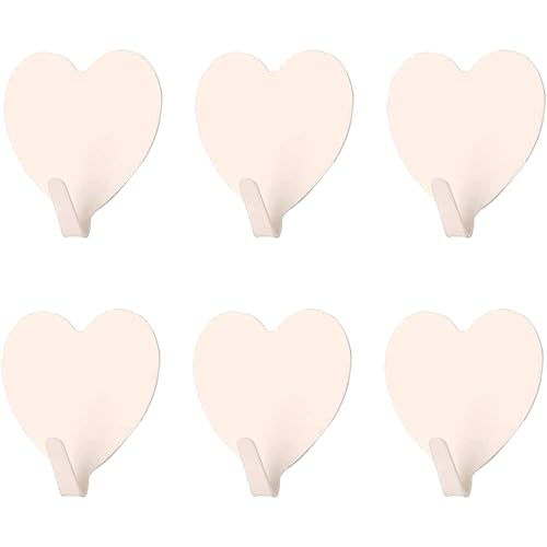 JtmyAota 6 Pack Heart Wall Hooks, Kawaii Room Decor Hooks - color: White
