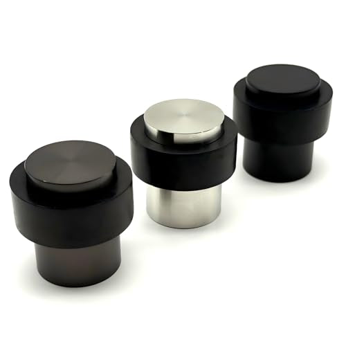 Floor Door Stopper, Wall Protection Heavy Duty Solid 304 Stainless Steel Cylindrical Door Stop with Rubber, 1 Pack, Silver - color: Silver