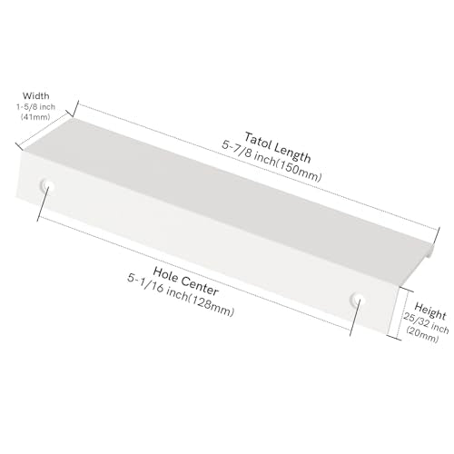 Rergy 10 Pack 5" Cabinet Pulls White Finger Pulls for Cabinets - color: White, size: Hole Center: 5in(128mm)