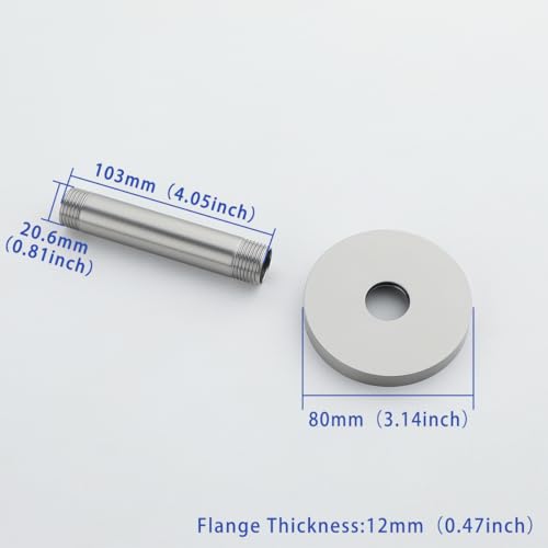 Wall Mounted Shower Arm Extension Head Holder Stainless Stee for Elbow Bathroom Accessories Pipe Bath Tube Brushed Nickel,SW-RD91038-4BN. - color: Circular Flange-4" Brushed Nickel