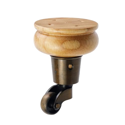 4pcs 4" Wooden Furniture Legs with Furniture Casters, Gourd Shape - color: Wood Color, size: Height: 4"